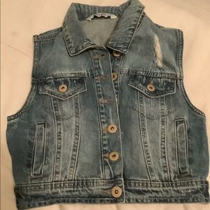 Highway Jeans Dark Wash Distressed Denim Jean Vest